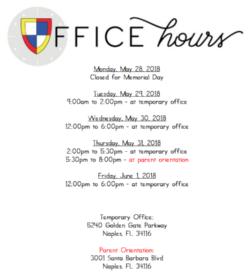 OFFICE HOURS - May 28 - June 1, 2018